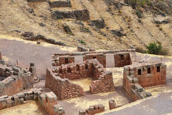 Estructuras Incas Sector Urbano Pisac Pisac Pueblo Peruano Valle Sagrado —  Fotos de Stock