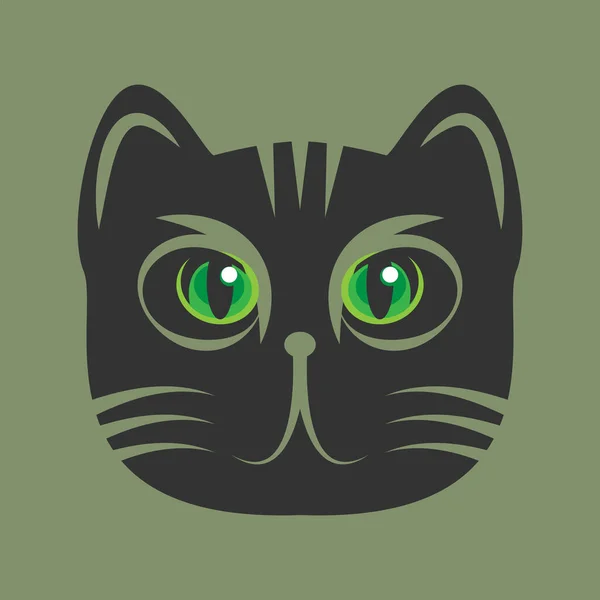 Black Cat Head Green Eye Bstract Vector Illustration — Stock Vector