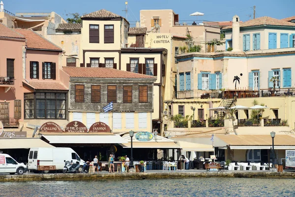 Chania Grekland Augusti Stadsbyggnader Hamnen Chania Grekland Den Augusti 2014 — Stockfoto