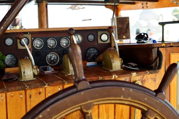 Chania Greece August Vintage Boats Navigation Panel Chania Greece August — 图库照片