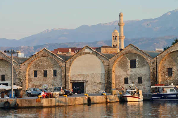 Chania Greece August Beautiful Sunset Harbor Chania Greece August 2014 — Stock Photo, Image