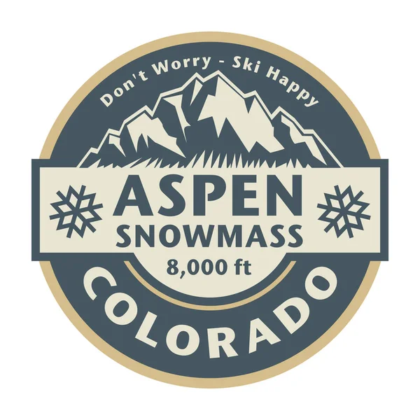 Soyut damga ya da amblem Aspen kasabası - Karkütlesi, Colorado, vektör illüstrasyonu