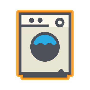 Çamaşır makinesi simgesi ya da işareti, soyut vektör çizimi
