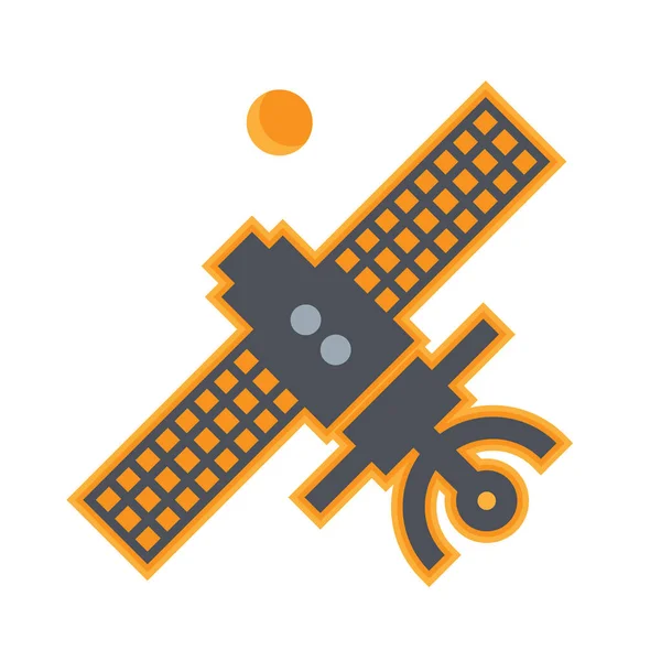 空飛ぶ衛星のアイコンや記号 抽象的なベクトル図 — ストックベクタ