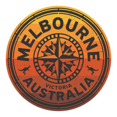 Damganın içinde Melbourne, Avustralya yazılı metin, vektör illüstrasyon