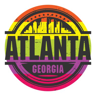 Georgia, Atlanta adında kauçuk bir damga, vektör illüstrasyon.