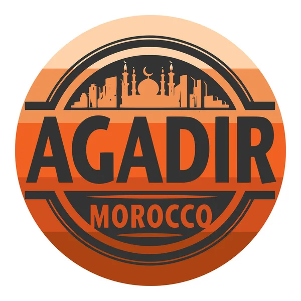 Timbre Étiquette Avec Texte Agadir Maroc Intérieur Illustration Vectorielle — Image vectorielle