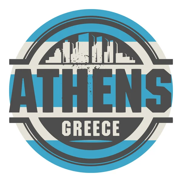 Atina Yunanistan Vektör Illüstrasyonuyla Damgala Veya Etiketle — Stok Vektör