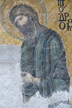 İstanbul - Ağustos 07: Deesis - Ayasofya 'daki Bizans mozaiği, Vaftizci Yahya' yı 7 Ağustos 2013 'te İstanbul, Türkiye' de gösteriyor.