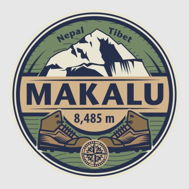 Makalu, Nepal - Tibet, vektör illüstrasyonu