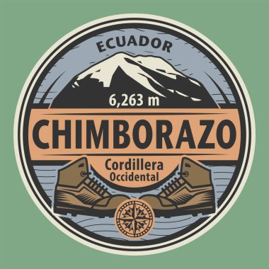 Chimborazo, Ekvador, vektör illüstrasyonuyla damgala veya amblem