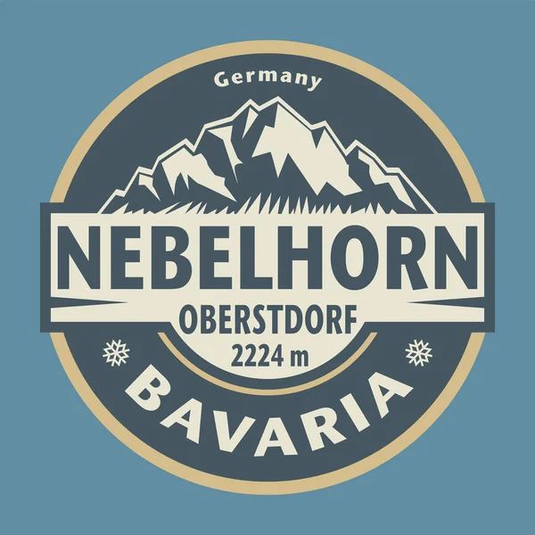Timbro Astratto Emblema Con Nome Della Città Nebelhorn Oberstdorf Baviera — Vettoriale Stock