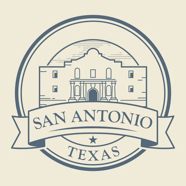 Pieczęć Lub Etykieta Misją Alamo San Antonio Teksas Wewnątrz Ilustracja — Wektor stockowy