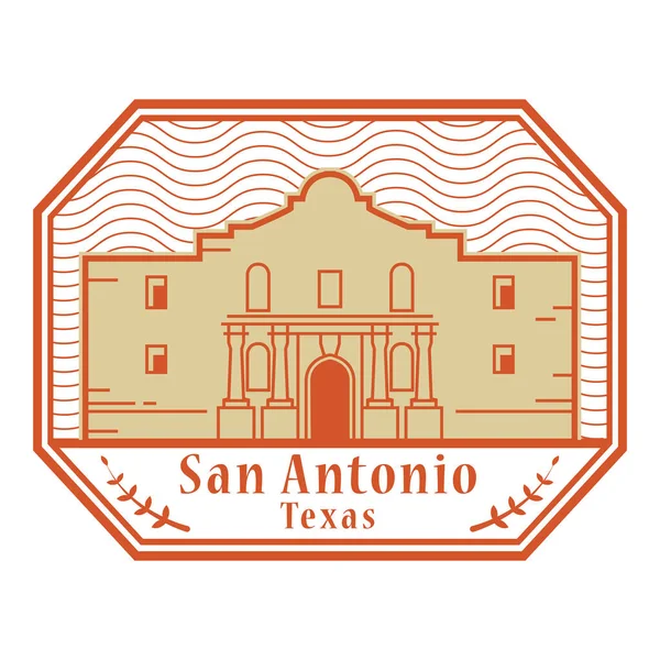 Stempel Label Met Alamo Mission San Antonio Texas Binnen Vector — Stockvector