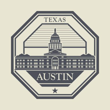 Austin, Texas içinde vektör illüstrasyonuyla damgalayın ya da etiketleyin