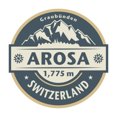 İsviçre, Arosa adı altında soyut pul veya amblem, vektör illüstrasyon
