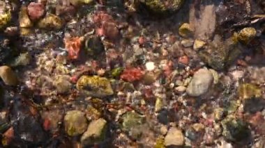 Nehir kıyısında su altında taş veya çakıl taşları