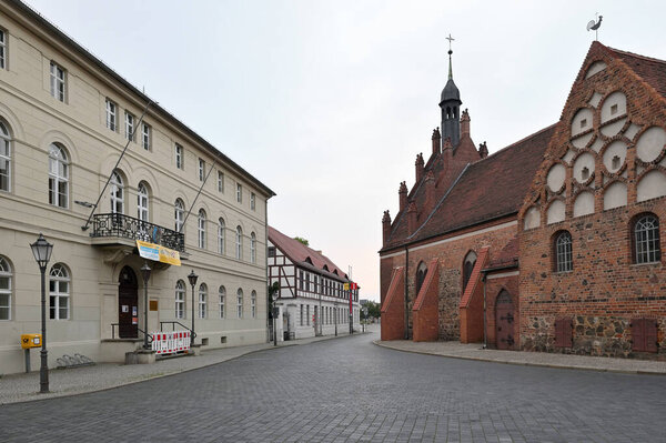 Luckenwalde, July 13: Old town and St. John's Church on July 13, 2021 at Luckenwalde, Germany. Luckenwalde is the capital of the Teltow-Flaming district in the German state of Brandenburg