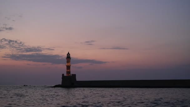 Lighthouse Old Harbour Chania Greece — Stock Video