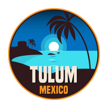 Abstract emblem with the name of Tulum, Mexico, vector illustration clipart