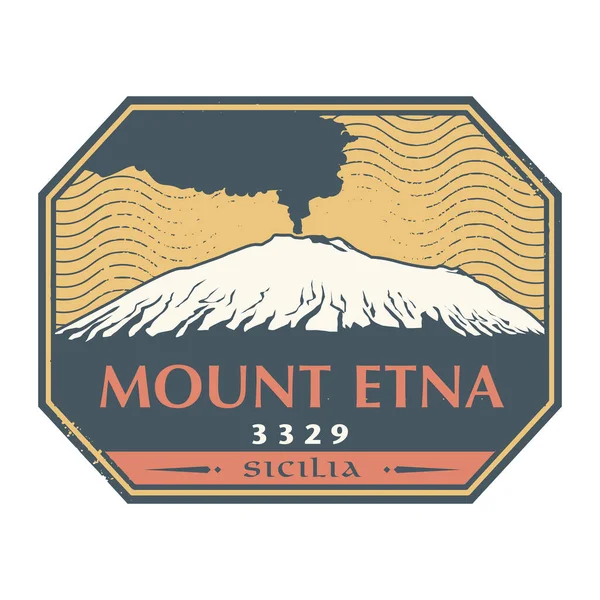 Mount Etna Volcano Smoke Sicily Island Italy Europe Vector Illustration — Stock Vector