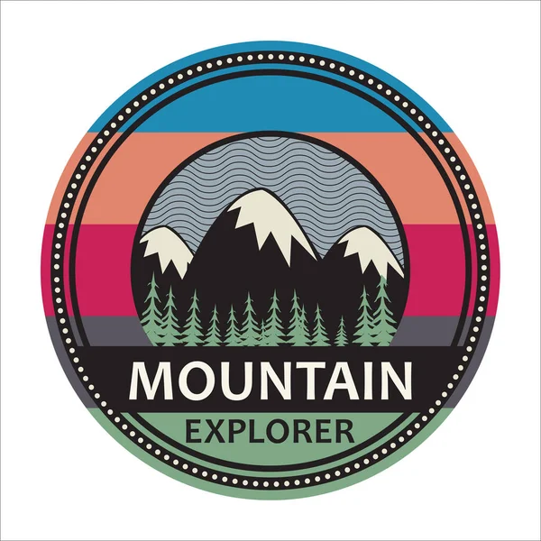 Mountain Explorer Sign Vector Illustration — 스톡 벡터