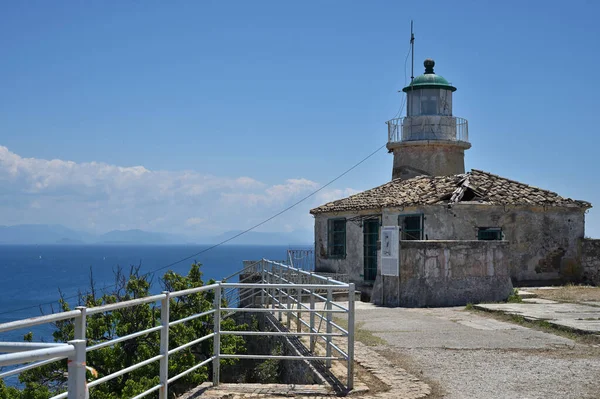 Остров Корфу Июня Маяк Старой Византийской Крепости Керкире Июня 2021 — стоковое фото