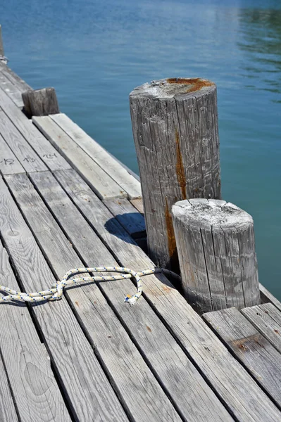 Old Wooden Pier Sea Shore Greece — Stock Photo, Image