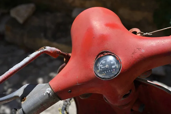 Speedometer Dial Grungy Old Scooter Moped — Stock Photo, Image