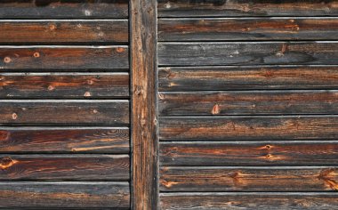 Eski ahşap duvar dokusu. Ahşap tahtalara ve aşınmış ahşap dokulara yakın detaylandırılmış.