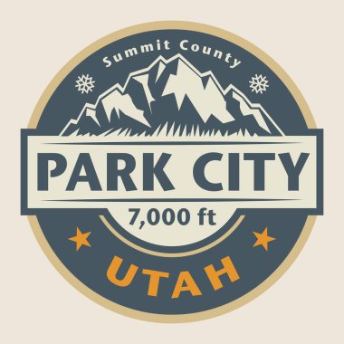 Park City, Utah, vektör illüstrasyonu ile soyut damga veya amblem