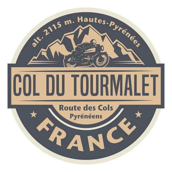 Abstrakt Stämpel Eller Emblem Med Namnet Col Tourmalet Frankrike Vektorillustration — Stock vektor