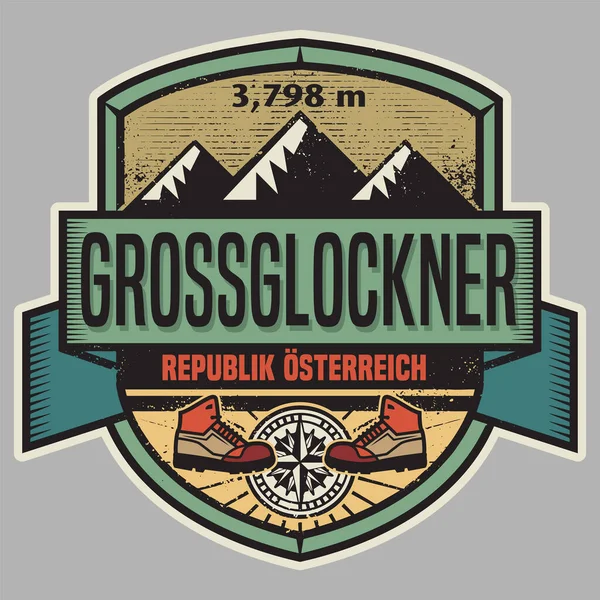 Abstracte Stempel Embleem Met Naam Grossglockner Oostenrijk Vectorillustratie — Stockvector