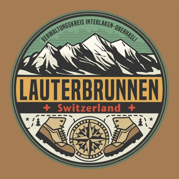Timbre Abstrait Emblème Nom Lauterbrunnen Suisse Illustration Vectorielle — Image vectorielle