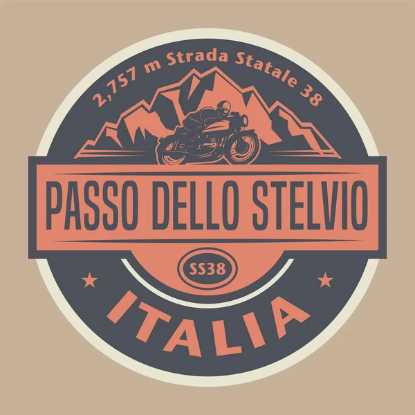 イタリアのステルヴィオ峠という名前の抽象的なスタンプやエンブレム ベクトルイラスト — ストックベクタ