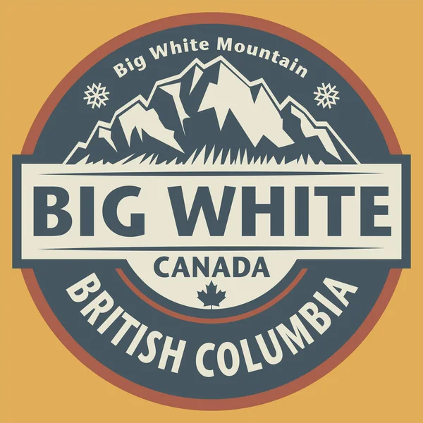带有加拿大不列颠哥伦比亚省Big White名称的抽象邮票或徽章 矢量图解 — 图库矢量图片