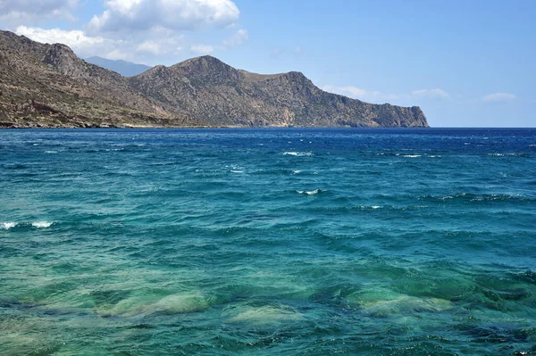 Águas Azuis Claras Costa Sul Creta Grécia Uma Borda Águas — Fotografia de Stock