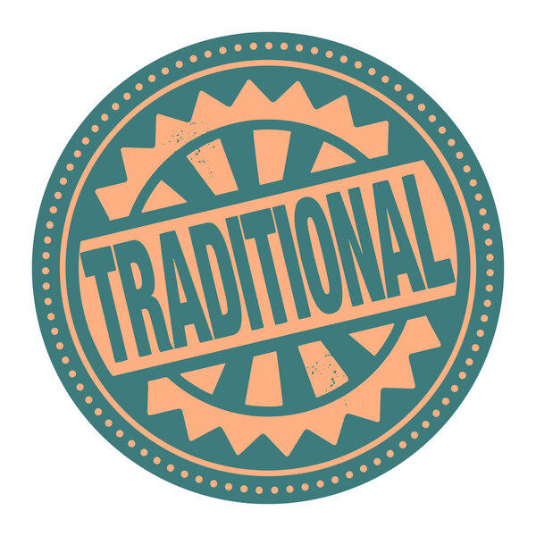 Abstract stamp or label with the text Traditional
