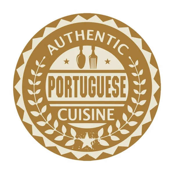 Abstrakte Briefmarke oder Etikett mit dem Text authentische portugiesische Küche — Stockvektor