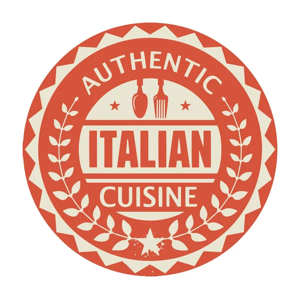 Abstract stamp or label with the text Authentic Italian Cuisine — Stock Vector