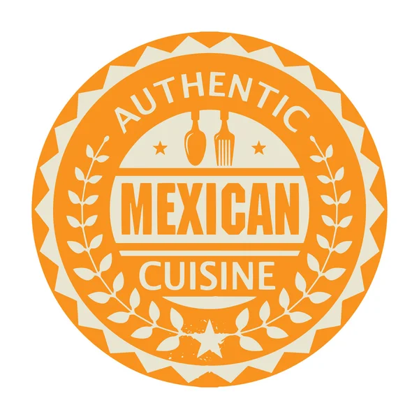 Abstracte stempel of label met de tekst authentieke Mexicaanse keuken — Stockvector