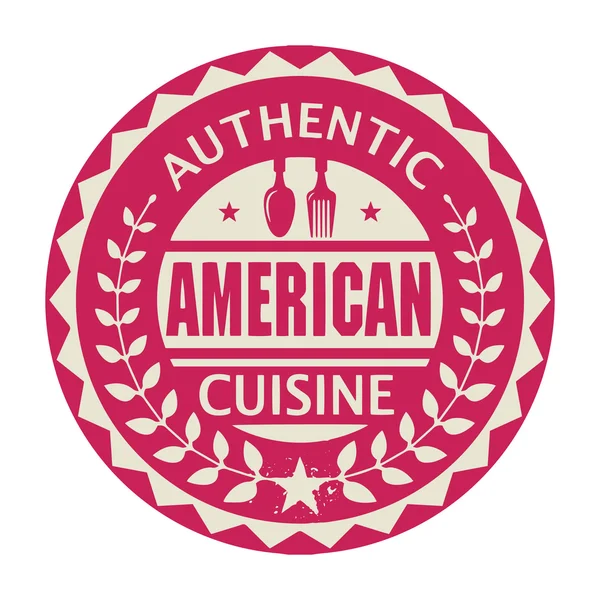 Abstract stamp or label with the text Authentic American Cuisine — Stock Vector