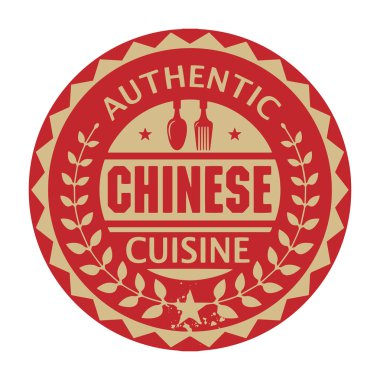 soyut damga veya etiket metni otantik Çin mutfağı ile