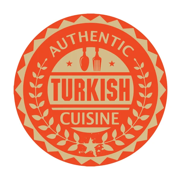 Abstract stamp or label with the text Authentic Turkish Cuisine — Stock Vector