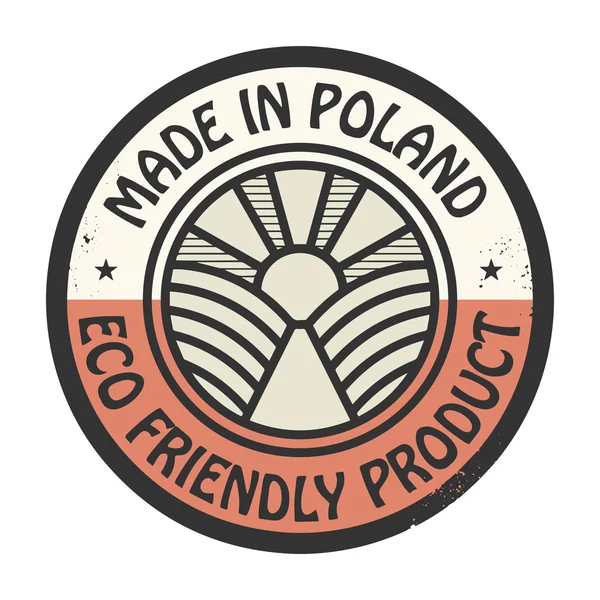 Абстрактная марка с текстом Made in Poland, Eco Friendly Product — стоковый вектор