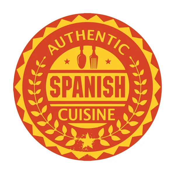 Abstract stamp or label with the text Authentic Spanish Cuisine — Stock Vector