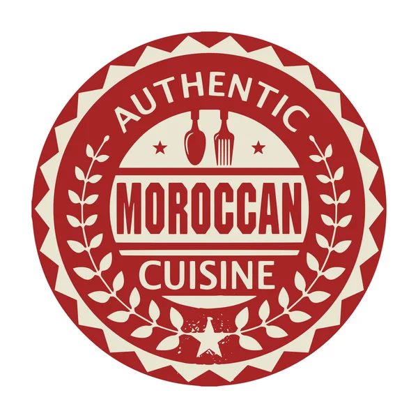 Abstrakte Marke oder Etikett mit dem Text authentische marokkanische Küche — Stockvektor