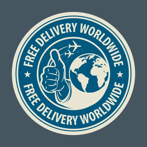 Abstrakte Grunge Gummimarke mit dem Text free delivery worldwi — Stockvektor