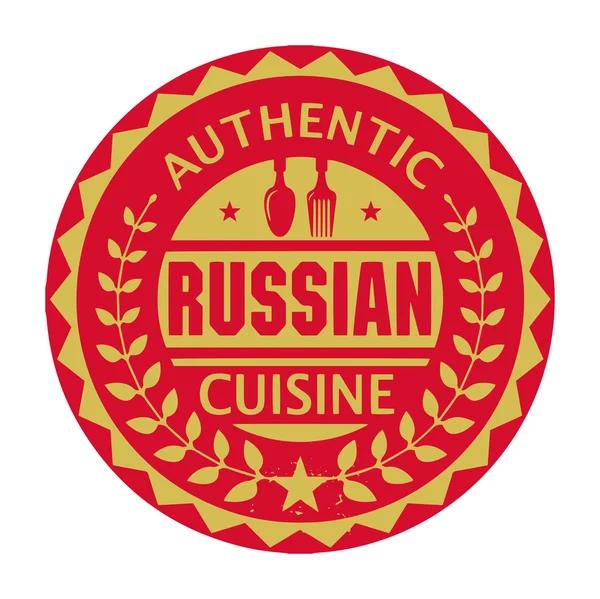 Selo abstrato ou rótulo com o texto Cozinha russa autêntica — Vetor de Stock