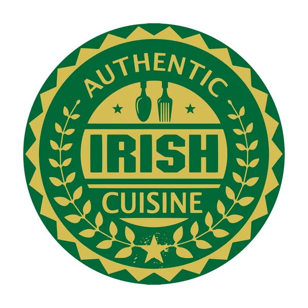 Selo ou rótulo abstrato com o texto Cozinha irlandesa autêntica — Vetor de Stock